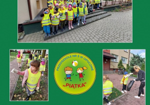 kolaż zdjęć dzieci biorących udział w akcji "Sprzątamy dla Polski"